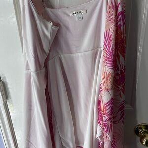 Pink and Orange Leaf Print Dress